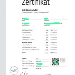 Telc B1 zertifikat kaufen