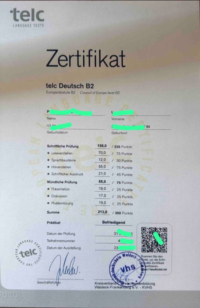 Telc B2 Zertifikat kaufen
