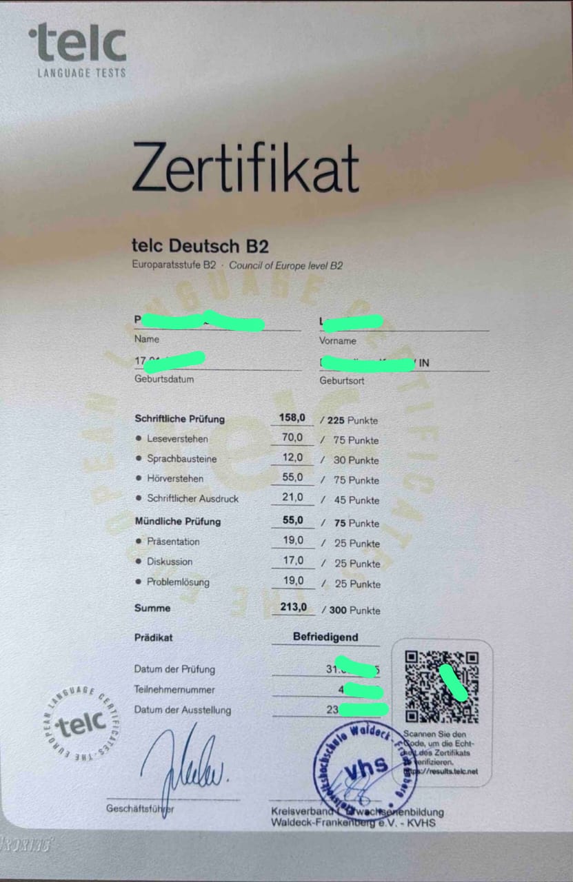 Telc B2 Zertifikat kaufen