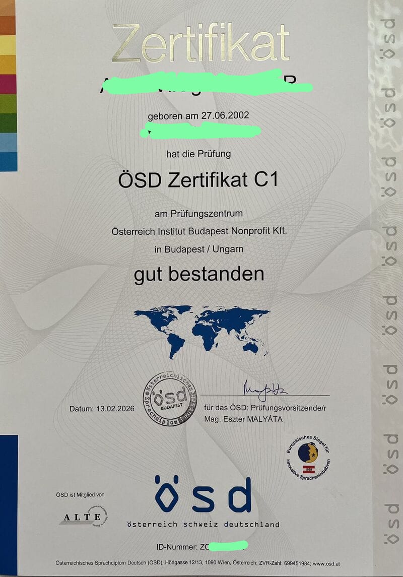 ÖSD C1 Zertifikat